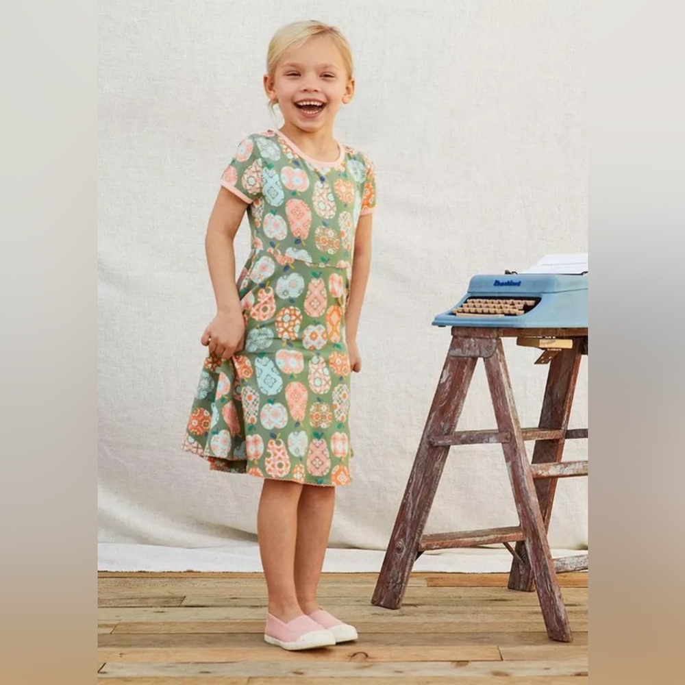 Matilda Jane Cece Dress Knit Twirl Apples Pears Bow, size 6 NWT